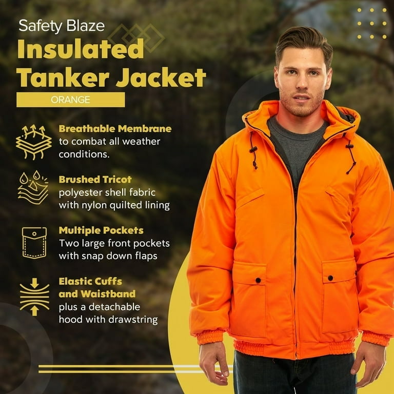 TrailCrest Men’s Insulated & Waterproof Blaze Orange Tanker Jacket, Large,  Orange