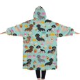 thumbnail image 2 of Oversized Wearable Blanket Hoodie,Dachshund Dog and Pizza Sherpa Blanket Hoodie with Super Pockets,Super Warm Fuzzy Pullover for Women & Men, 2 of 6