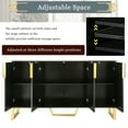 thumbnail image 6 of 60" Modern Sideboard Buffet with 4 Doors, Wood Storage Cabinet with Adjustable Shelves and Metal Handles & Legs, Coffee Bar Cabinet Entryway Console Table for Dinning Room, Kitchen, Hallway, Black, 6 of 9