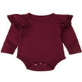 thumbnail image 1 of Infant Baby Girl Basic Ruffle Long Sleeve Cotton Romper Bodysuit Tops Clothes, 1 of 4