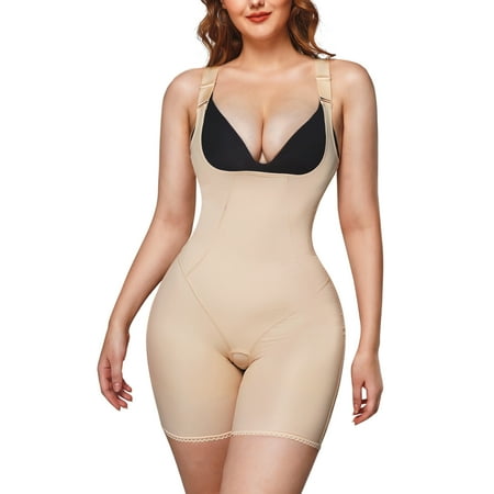 

Eleady Full Body Shaper for Woman Bodysuit Waist Trainer Cincher Corset Tummy Control Thigh Slimmer Shapewear(Beige Large)