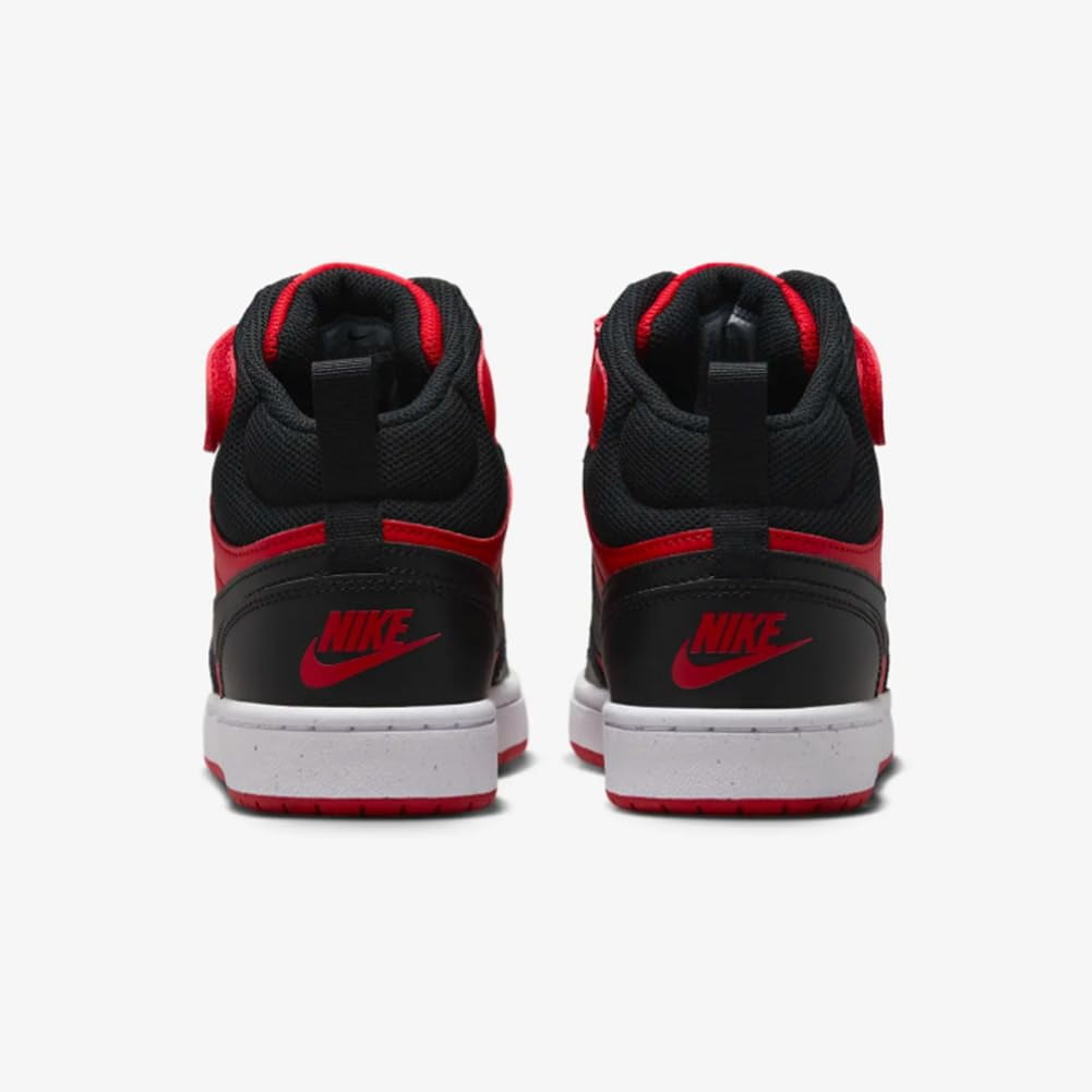 NIKE Court Borough Mid 2 Boys CD7782-602 (University RED/Black-WH), Size 5.5