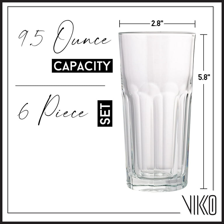 Vikko Drinking Glasses, Set of 6 Juice Glasses 9.5 Oz, Thick and Sturdy  Kitchen Glasses, Dishwasher Safe Highball Glass Tumbler, Heavy Duty Cups,  Water Glasses 