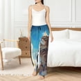 thumbnail image 4 of Wukai Blue Sky Winged Cat Women Pajama Pants Comfy Stretch Drawstring Palazzo Wide Leg Lounge Pant Comfy Sleepwear Yoga Pants-X-Large, 4 of 6