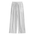 thumbnail image 7 of Hvogkswy Wide Leg Pants Woman Elastic High Waist Drawstring Trousers Side Hollow Cutout Loose Comfy Beach Vacation Long Pants with Pockets, 7 of 7