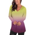 thumbnail image 1 of Camisetas de Manga Larga de las Mujeres Impresión de la Moda Casual V-Cuello Suelto Ajuste, Poliéster para Todas las Estaciones Diario Y Fiesta, 1 of 9