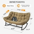 thumbnail image 4 of RADIATA Oversized 2-Person Papasan Rocking Chair with Cushion, Indoor Lounge Seat for Living Room, Bedroom, Study, Brown, 4 of 7