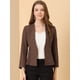 thumbnail image 3 of Oficina de trabajo mujer Allegra K sin cuello cremallera abrigo corto traje chaqueta Café S, 3 of 6