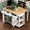 White, variant on K&K 53.2"W 3D Woven Checkerboard Pattern Design Kitchen Island with Drop Leaf, Rolling Kitchen Island on Wheels with Internal Storage Rack