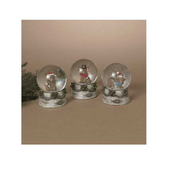 Gerson Christmas Decor - Highland Cows Figurine SMALL Snow-globes 3pc