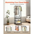 thumbnail image 2 of VEVOR Clothes Rack, with Hanging Rod and Side Hooks, 3 Storage Shelves, 99 lbs Load Capacity, Heavy Duty Carbon Steel Clothing Racks., 2 of 9