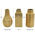 thumbnail image 3 of DecMode 4"W, 8"H Geometric Dimensional Textured Gold Ceramic Vase with Varying Shapes and Grid Patterns, Set of 3, 3 of 10