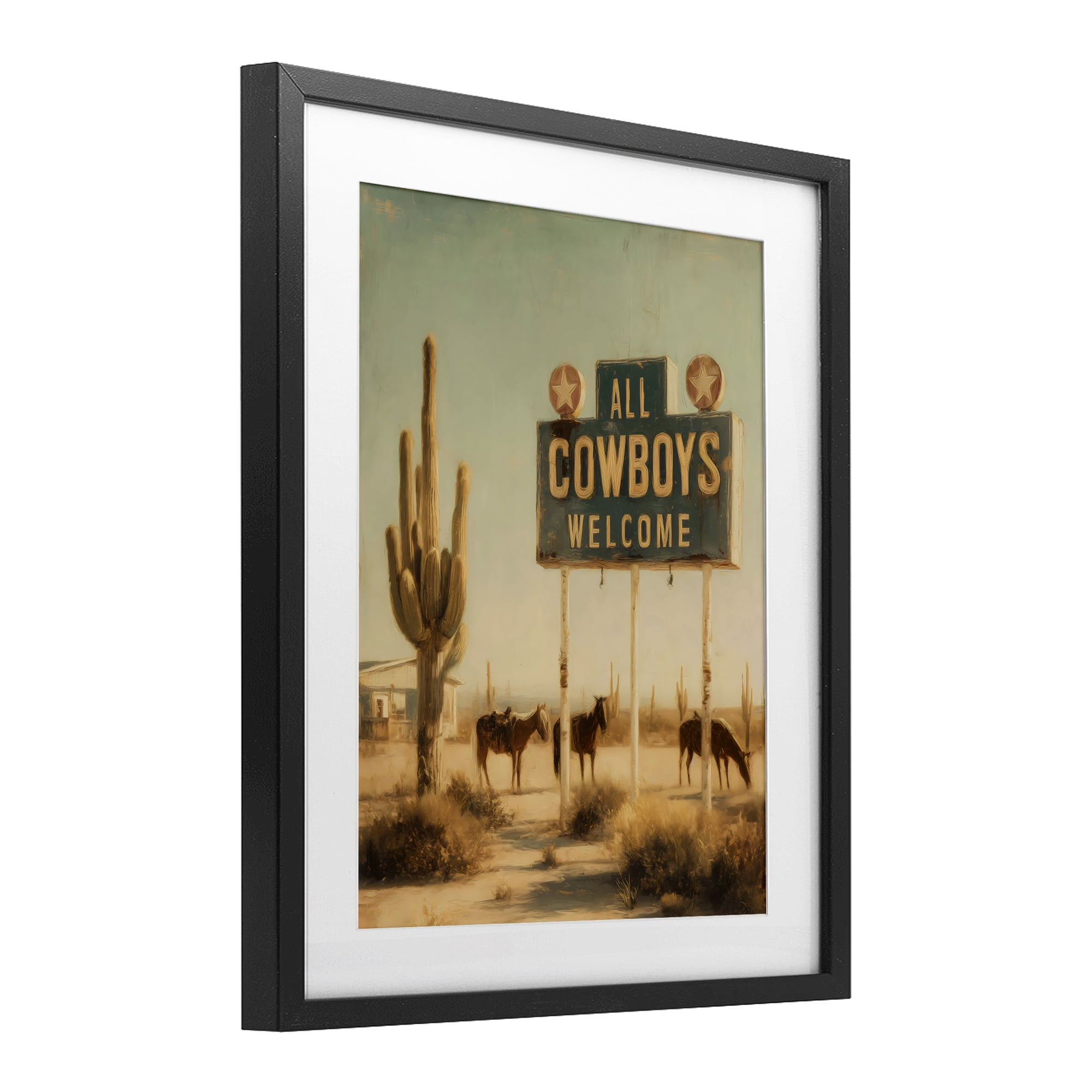 Stupell Industries All Cowboys Welcome Desert Black Framed Print Under Glass, design by Arlington Prints