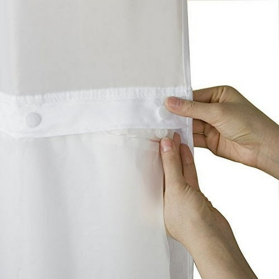 Hookless Clear Polyester & PEVA Shower Curtain, 72" x 54" Waterproof