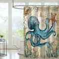 thumbnail image 5 of Funny Blue Ocean Creature Shower Curtains Sets Waterproof Bath Curtains for Bathroom Beach Theme Decor 72" x 72" with 15 Hooks, 5 of 7