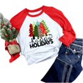 thumbnail image 1 of Hauts de Noël pour Femmes Col Rond Manches Courtes T-Shirt Imprimé Décontracté Blouses, 1 of 7