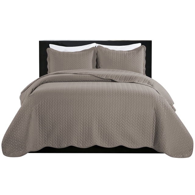 IR Imperial Rooms 3-Piece King Size Quilt Soft Bedspread Set Reversible with 2 Shams Beige