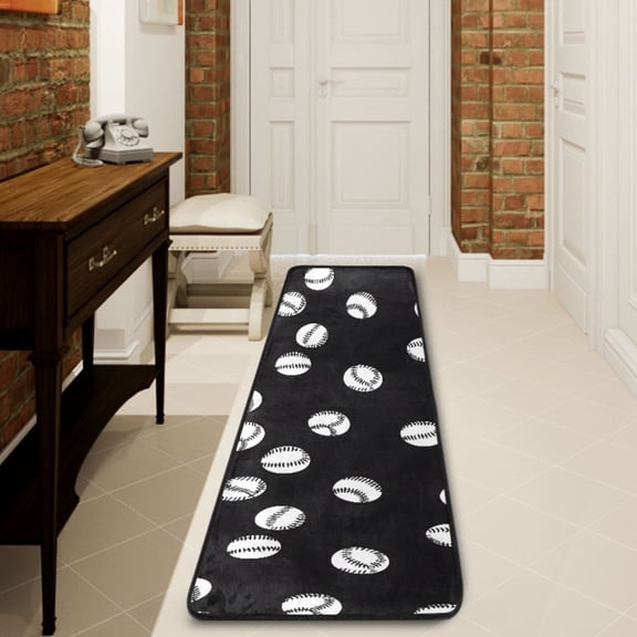 Ryvnso Baseball Pattern Hallway Runner Rugs Floor Carpet Non Slip Entryway Mat 2' x 6'