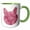 Green/White, variant on 3drose, Image of Glam Pink Kitty Cat, 11oz Two-tone Green Mug