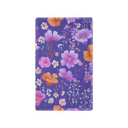 Yayeee Blank Wall Plate Cover 1-Gang 4.5"x2.7" Home Unused Decorative Outlet, Purple Wildflowers Pattern
