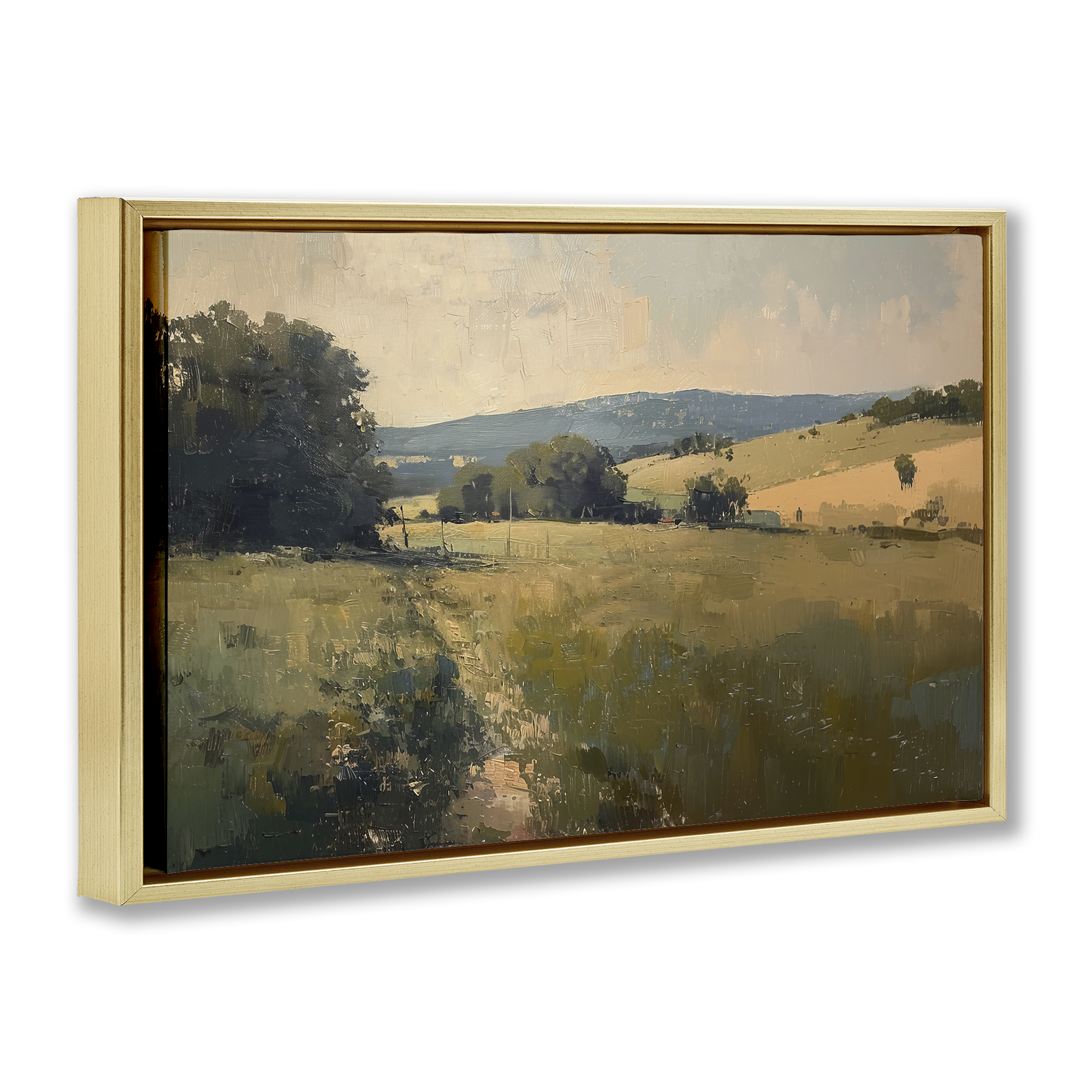 Stupell Industries Vast Country Landscape Landscape & Nature Painting Gold Floater Framed Canvas Art Print Wall Art, 25 x 17
