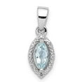 thumbnail image 3 of 925 Sterling Silver Rhodium Plated Diamond and Aquamarine Pendant, 3 of 5