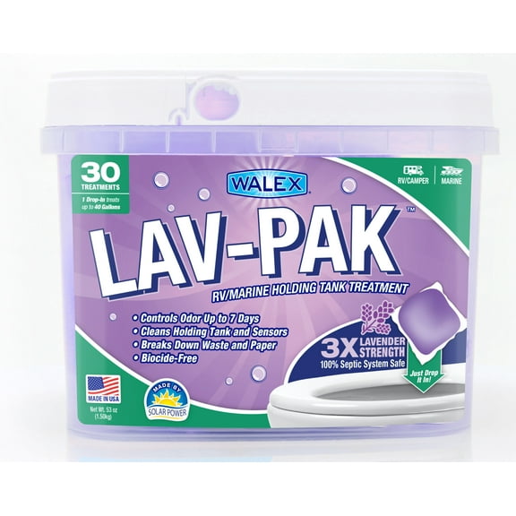 Walex Lav-Pak Lavender RV & Marine Holding Tank Deodorizer - 30 Treatments
