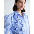 thumbnail image 4 of Free Assembly Women's and Women's Plus 3D Floral Cotton Shirt with Long Sleeves, Size XS-4X, 4 of 5