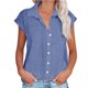 thumbnail image 1 of Camisetas para las Mujeres Casual, Imprimir Cuello Turndown Top de Manga Corta Hecho de 95% Poliéster 5% Spandex para el Uso Diario de Verano, Tops Cortos para las Mujeres, 1 of 5