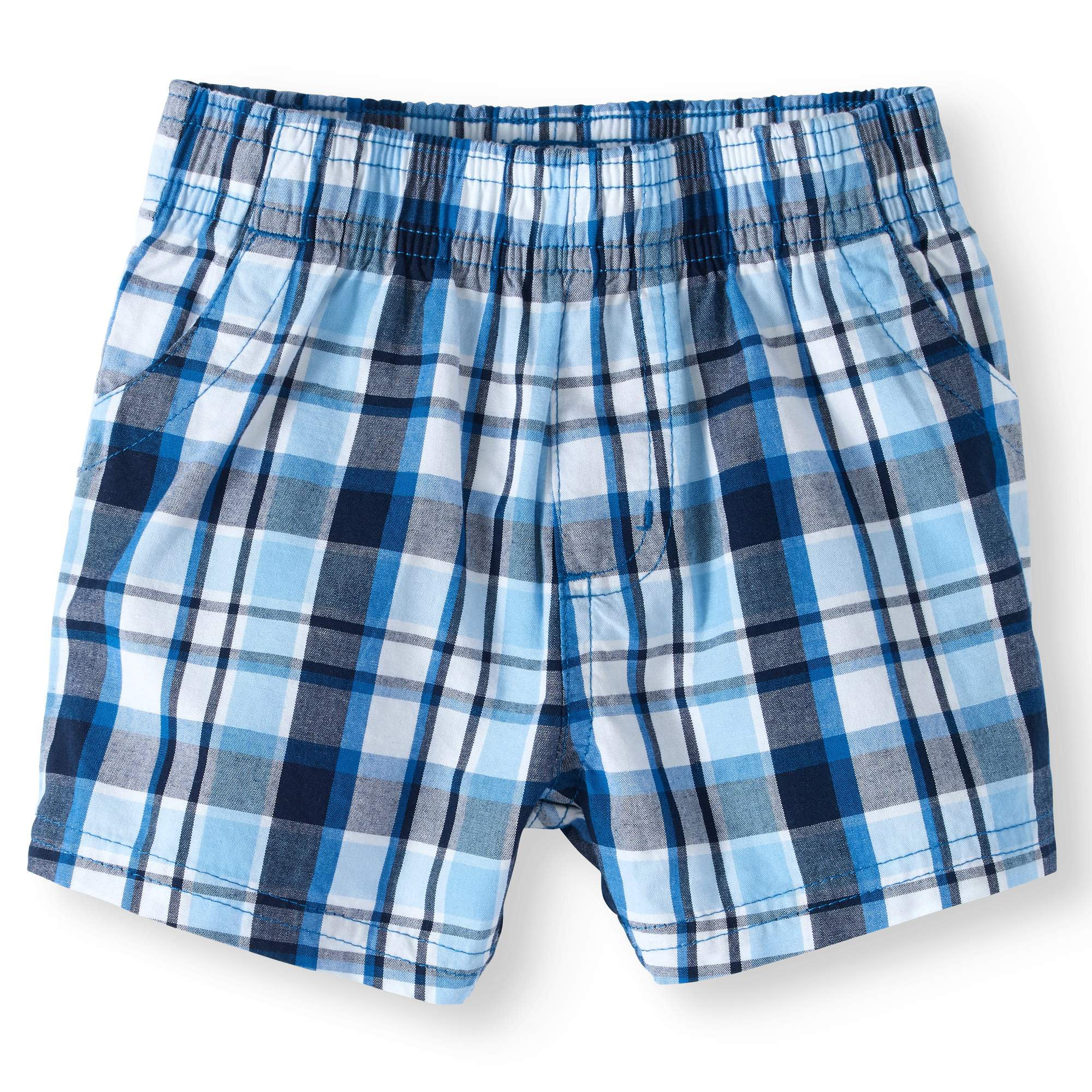 NWT Boy's Gymboree Tide Pool blue plaid elastic shorts ~ 6 12 18 24 months 2T 