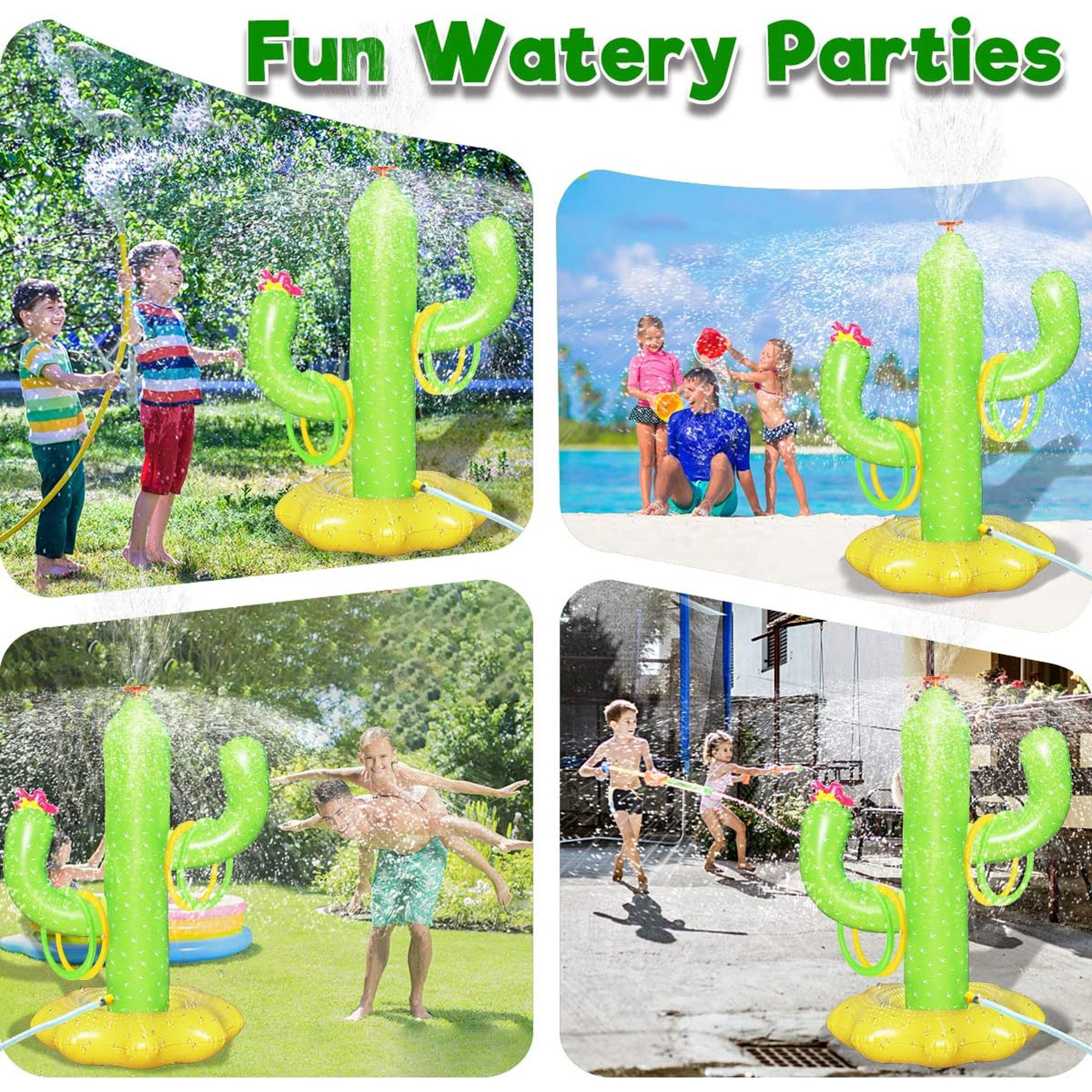 Cactus Sprinkler for Kids, Inflatable Cactus Water Toys for Boys Girls,  Summer Outdoor Game with 4 Rings, Backyard Water Sprinkler Spray Toy Fun  Gifts for Children Ages 3 4 5 6 Years and U | Wasserspiele