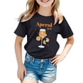 thumbnail image 1 of PMVFHDE Hauts pour Fille Tendance Manches Courtes Tunique Manches Courtes pour Sortir Carnaval Enfants Imprimé Col Rond T-Shirt Manches Courtes Noir, 6-7 Ans, 1 of 4