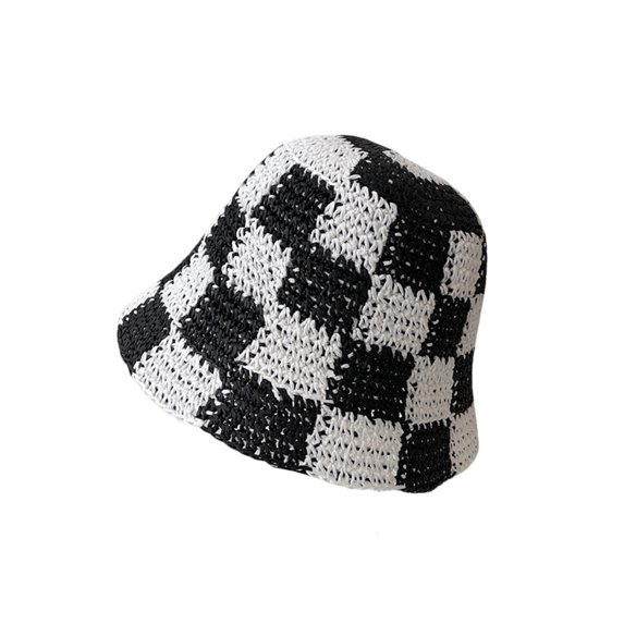 Douhoow Knitted Bucket Hat for Women Foldable Wide Brim Crochet Hat Fisherman Cap Beach Sun Hat