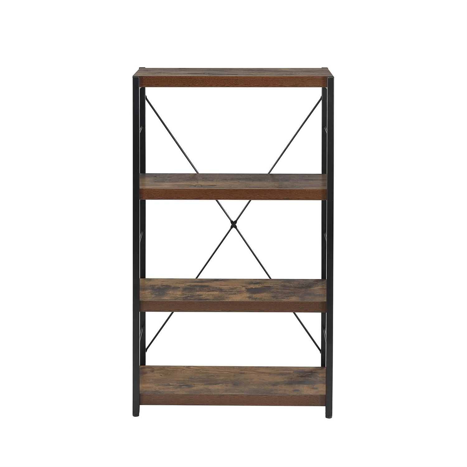 Hommoo Industrial 5 Tiers Bookcase, Modern Storage Shelf for Home & Office, Rustic Brown