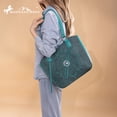 thumbnail image 3 of Montana West Vintage Western Tooling Tote Bag & Wallet Set for Women | Studded Top Handle Shoulder Handbag, Turquoise, 3 of 7