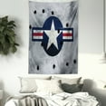 thumbnail image 3 of Airplane Tapestry, Star on Round Circle with Stripes with Grunge Effect Backdrop Aircraft, Wall Hanging for Bedroom Living Room Dorm Decor, 40W X 60L Inches, Red Grey Blue White, by Ambesonne, 3 of 5