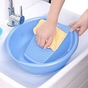 JapanBargain, Japanese Laundry Tub Basin with Washboard Laundry Board for Hand Wash Clothes Made in Japan, Plastic, Blue