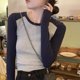 thumbnail image 5 of Camisetas de manga larga para mujer, con paneles, sencillas, combinables, para tiempo libre, ajustadas, estilo coreano, para estudiantes, ropa de calle moderna y elegante., 5 of 5