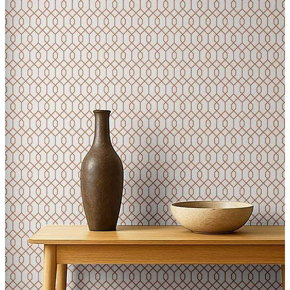 S4Sassy Self-Stick Decorative Wallpaper, Hexagon Geometric Print Wall Paper, Vinyl Waterproof Contact Paper, Brown, 25"x120" Removable Renter Friendly Wall Covering For Bedroom, Dining Room