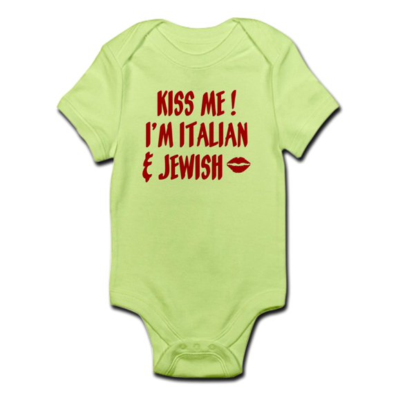 CafePress - Kiss Me: Jewish & Italian Infant Bodysuit - Baby Light Bodysuit