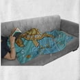 thumbnail image 6 of Turtle Soft Flannel Fleece Throw Blanket, Doodle of Sea Turtle on Water Surface Maritime Inspirations Pattern Artwork, Cozy Plush for Indoor and Outdoor Use, 60" x 80", Turquoise, by Ambesonne, 6 of 6