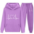 thumbnail image 5 of Sweatsuits Kids 2 Piece Joggers Set Cozy Hoodie and Pants with Pockets Fashion Casual Sportswear Boys Girls 4-15Y (10-11 Years, Purple 02), 5 of 5