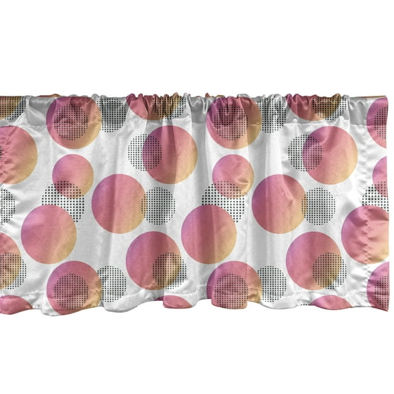 Ambesonne Modern Window Valance, Futuristic Memphis Design, 54" X 18", Coral Pink and Grey