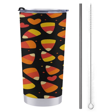 

ZHANGS Spooky Candy Corn Hearts -285 Coffee Tumbler Insulated Tumbler Cups with Lid and Straws Leak Proof Stainless Steel Coffee Thermos Mug for Hot/Cold Travel Car
