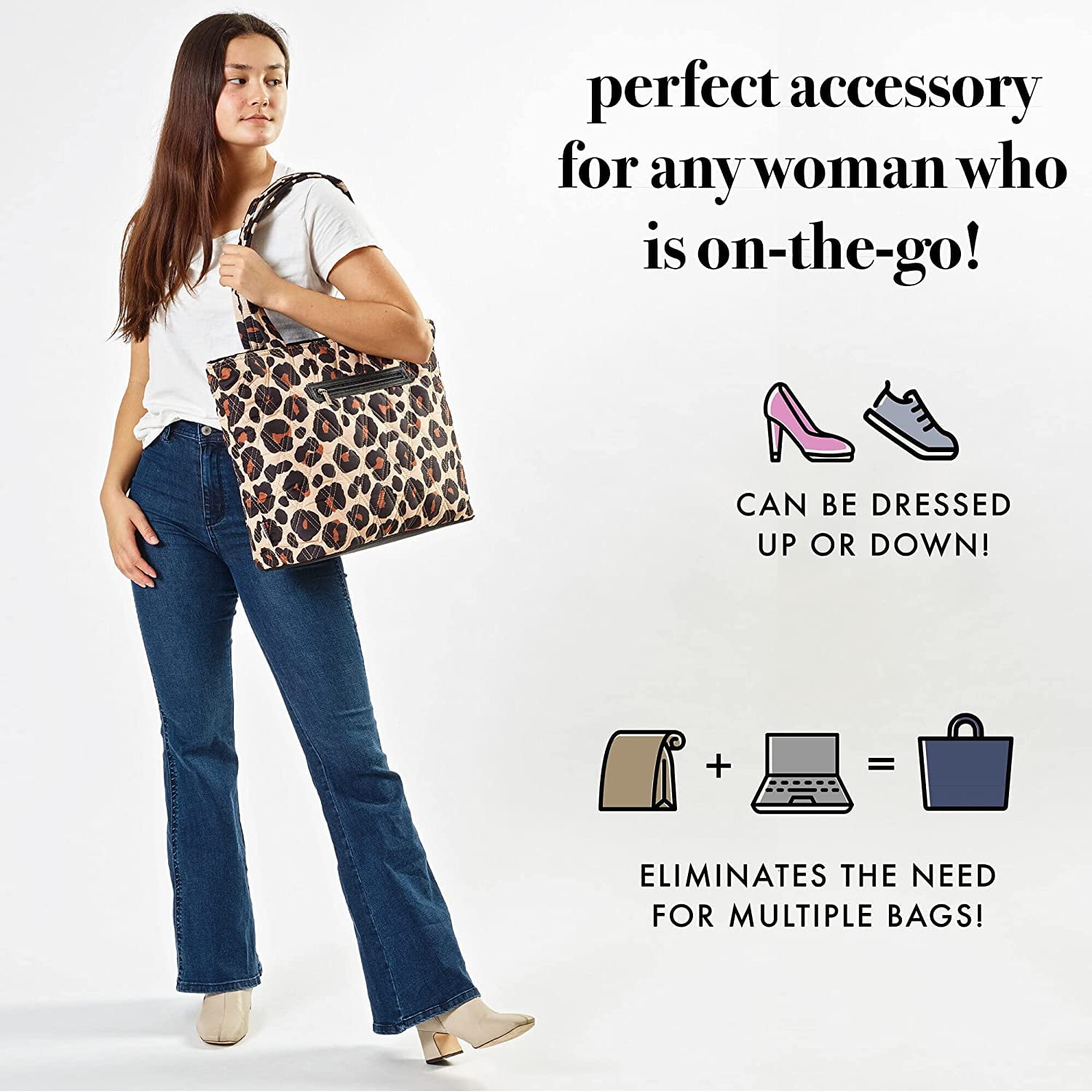 Fit & Fresh Insulated Lunch, Work, School Bag, Travel Purse, Leopard