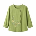 thumbnail image 4 of Kezqiaxn Blouses for Women Dressy Embroidery Half Sleeve Crew Neck Casual Loose Shirts Summer Tops Plus Size Fashion, 4 of 6