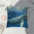 thumbnail image 2 of Autua Whale Fish Ocean Graphic Decorative Cushion Throw Pillow Cover for Home Couch Living Room Bed Sofa - Premium Cotton Linen Fabric - 1PC 18x18in, 2 of 5