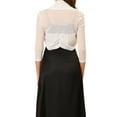 thumbnail image 4 of INSPIRE CHIC Women's Semi Sheer Tops Elegant 3/4 Sleeves Cardigan Bolero Shrug 2XL White, 4 of 7