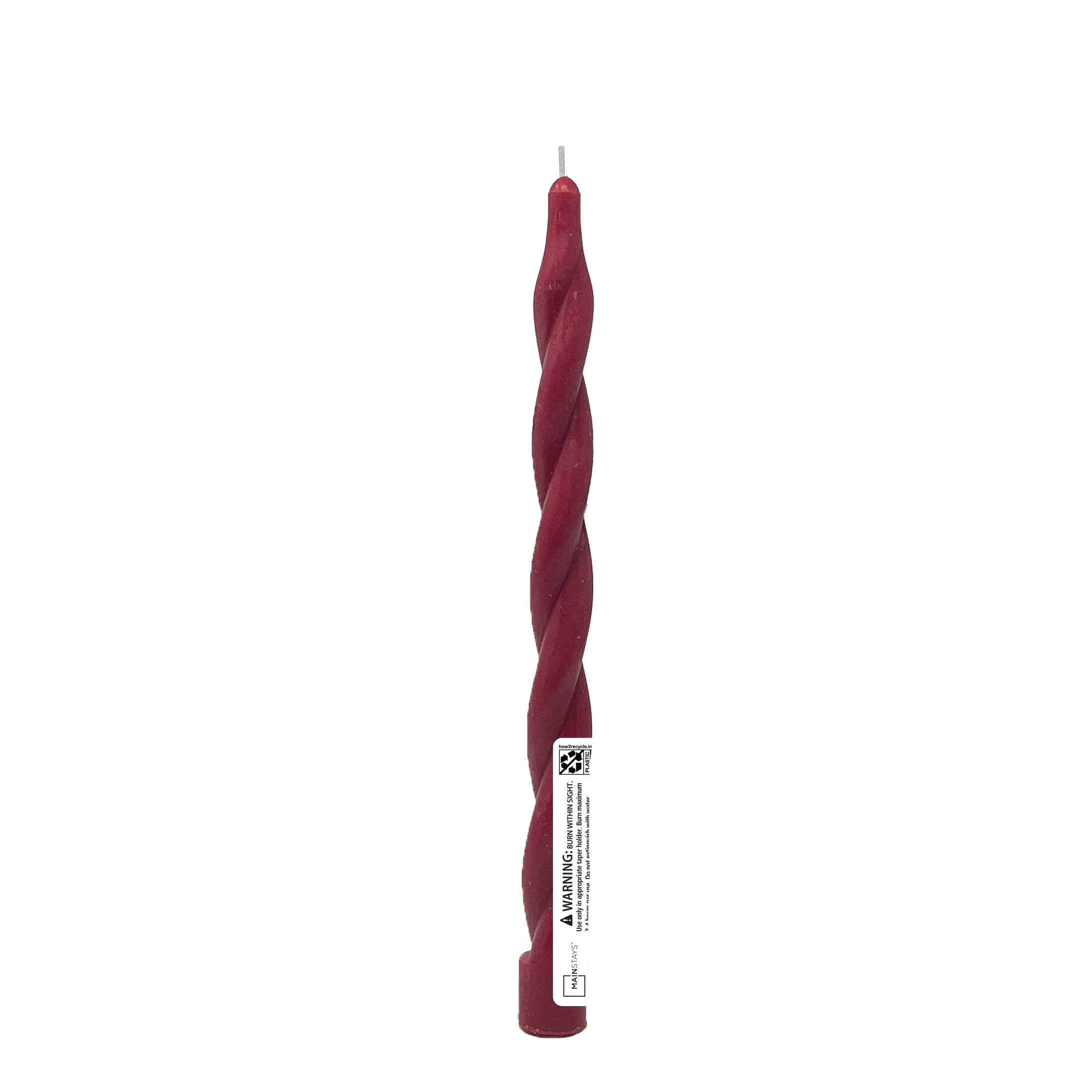 Mainstays Paraffin Wax 10" Twist Taper Candle, Unscented, Red
