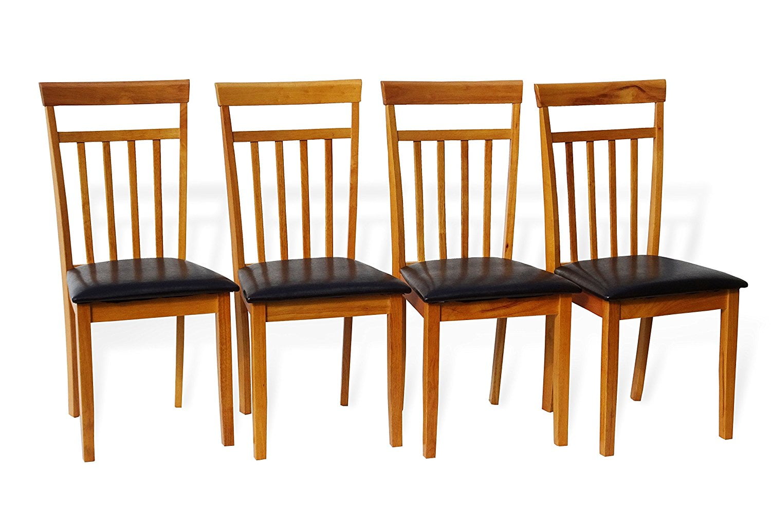 Set Of 4 Dining Kitchen Side Chairs Warm Solid Wooden In Maple Finish